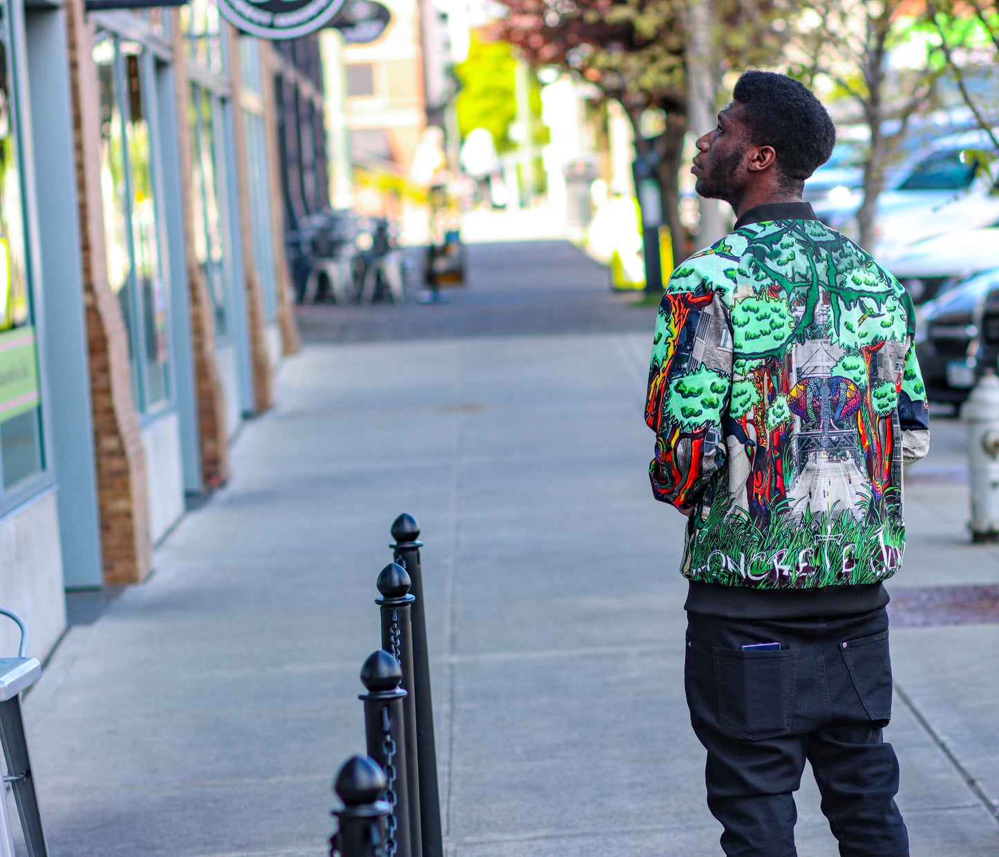 Concrete Jungle All-Over Print Bomber Jacket
