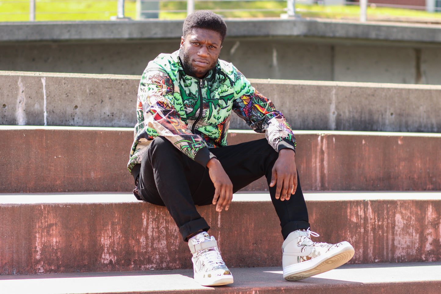 Concrete Jungle All-Over Print Bomber Jacket