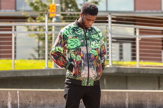 Concrete Jungle All-Over Print Bomber Jacket